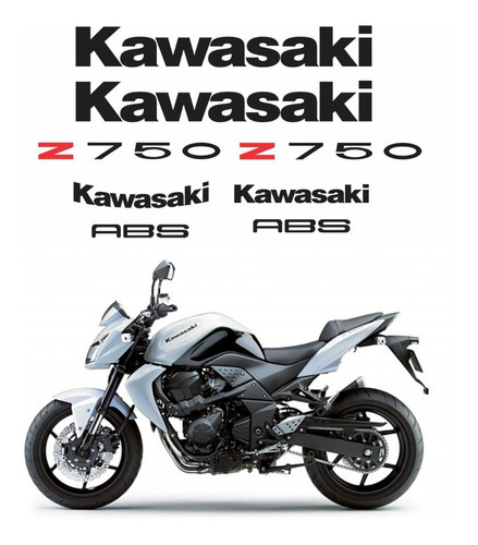 Adesivos Emblemas Compatível Kawasaki Z750 Preto Abs Z750
