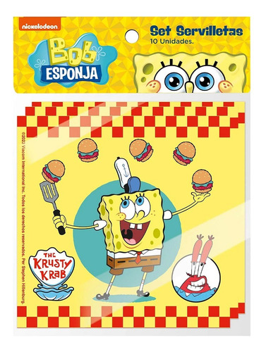 Servilletas Cumpleaños Bob Esponja X 10 Cotillón Activarte