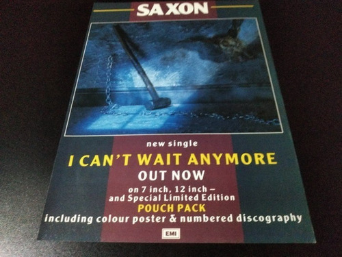 (pd207) Publicidad Saxon * I Can't Wait Anymore * 1988