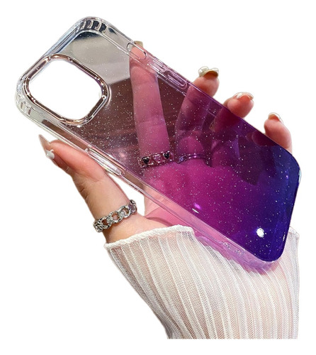 Funda Transparente Para iPhone 15 Pro Max C/glitter_purpura