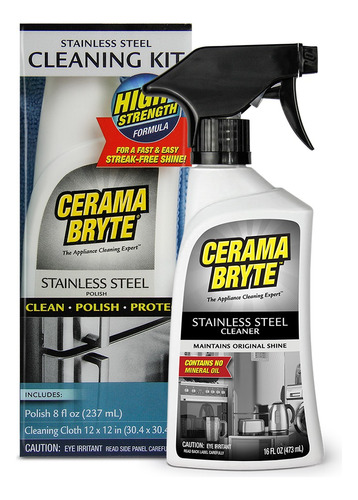 Kit Limpiador Y Pulidor De Acero Inoxidable Cerama Bryte 2pz