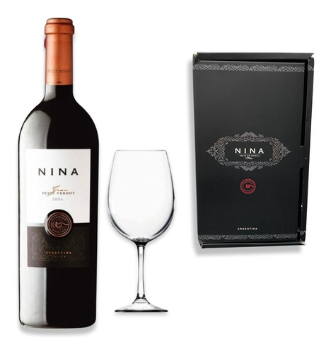 Vino Nina Gran Petit Verdot + Estuche + Copa De Regalo 