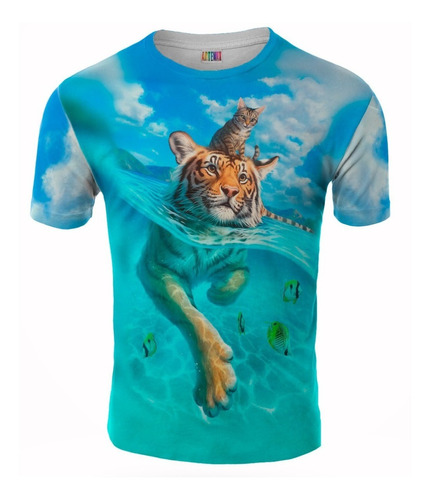  Remera Tigre Y Gato Agua Animales Artemix  Ax-0161