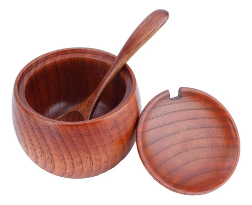 Bote De Madera For Condimentos, Caja De Sal, Cuchara, Tarro