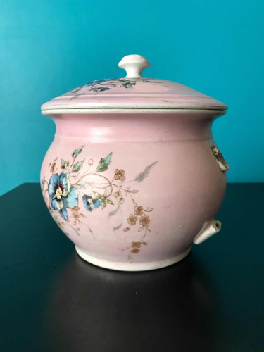 Sopera Antigua De Porcelana Vintage Rosa Pintura A Mano