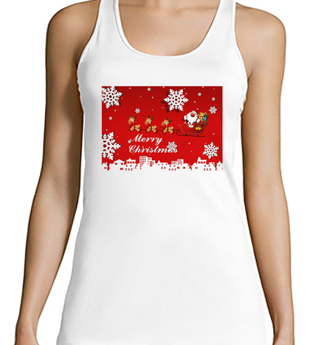 Musculosa Mujer Navidad Rojo Renos Papa Noel Jo Jo Jo