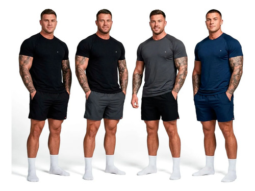 Kit 8 Peças Dry Fit Sandrini - 4 Camisetas + 4 Shorts