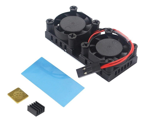 Cooler Ventoinha Duplo P/ Rapsberry Pi3 Pi 3b+ Plus Pi4 Pi 4