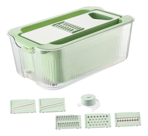 Fatiador Mandoline Para Cozinha Verde Com 6 Lâminas