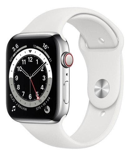 Apple Watch  Series 6 (GPS+Cellular) - Caixa de  aço inoxidável prata de 44 mm - Pulseira esportiva branco