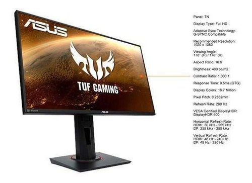 Monitor Asus Tuf Gaming Vg258qm 24.5'' 1920x1080p 280hz Fast