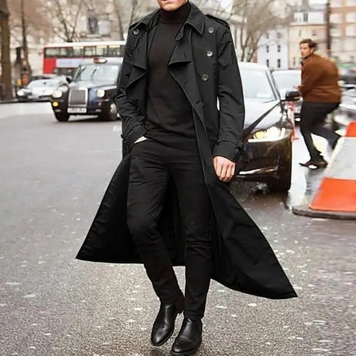 Abrigo Abrigo Casual De Moda De Gabardina Larga Para Hombre