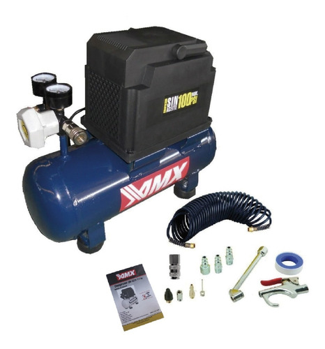 Compresor Aire 8 L 1/2hp Libre Aceite Portátil + Accesorios