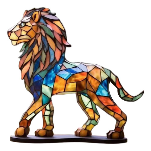 Estatua De Arte De Metal Con Figuritas Coloridas León