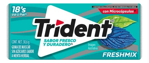 2 Pza Goma De Mascar Trident Fresh Mix Sin AzĂșcar Sabor Ment