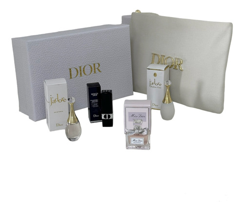 Kit Coffret Presente Dior Experimentação Miniatura Necesseire Com Eau Parfum Jadore Parfum Eau Batom Lip Rouge Dior Nude