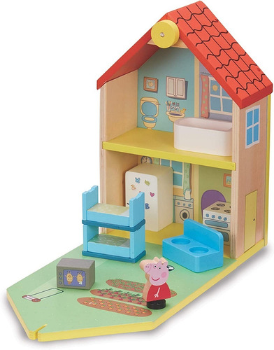 Peppa Pig Casa Familiar De Madera Con Muebles Original Nueva