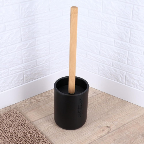 Soporte Para Escobilla De Inodoro Negro Mate Con Mango De Ba