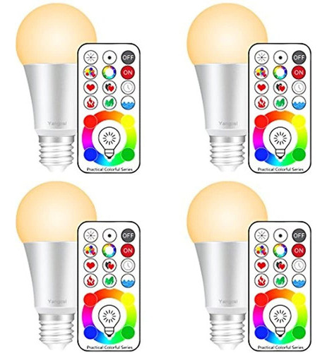 Yangcsl E26 Regulable A Color Que Cambia Bombillas Led Con C