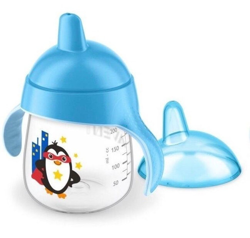 Vaso Pinguino Entrenador Avent 9oz Boquilla Rigida 9m+ Azul