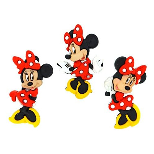 Adornos De Botones Disney 7717, Minnie Mouse, Rojo