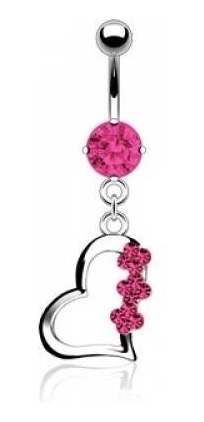 Piercing Ombligo De Acero Diseño Corazon Flores Rosas Eg