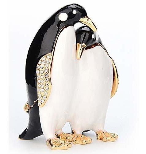 Caja De Baratijas Furuida Pingüino Con Joyero Esmaltado Con