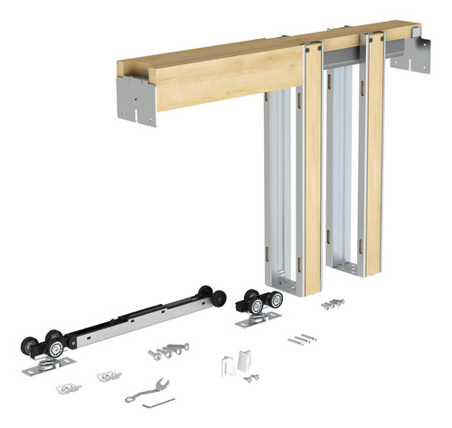 Kit De Puerta Oculta Jubest Marco Cierre Suave 24 A 36 X 80 Plateado Forma Sin Acabado