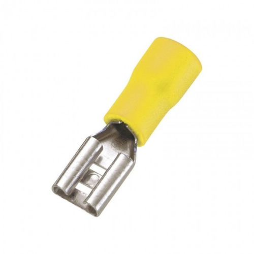 100 Peças - Terminal Faston 6,3mm Femea 2,50 A 6mm² Amarelo