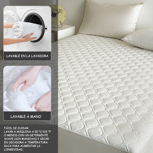 Funda De Colchón Tamaño Queen 100 % Impermeable De 200 X 150 Blanco Matrimonial