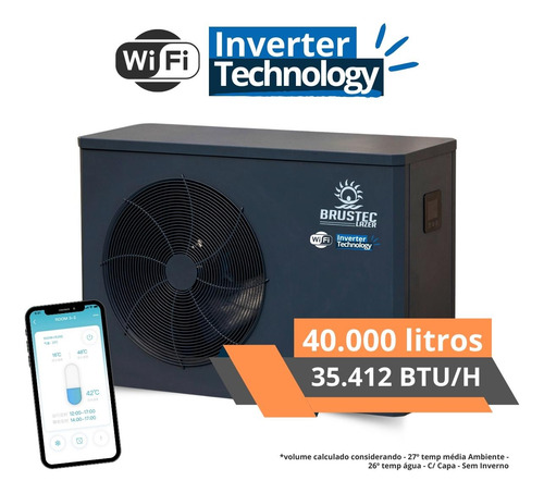 Trocador De Calor Inverter C/ Wifi Até 40m³ Com Wifi Brustec