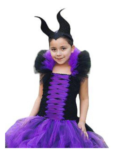 Disfraz Malefica Niña Morado Frondoso Cod.21205