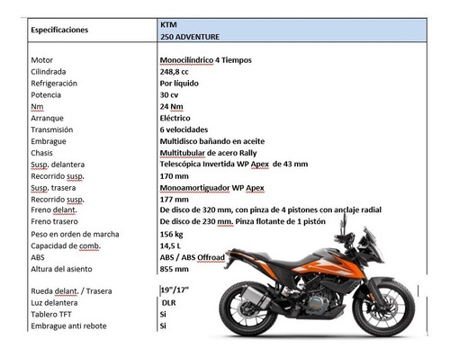 Imagen 7 de 20 de 250 Adventure Ktm 0km - No Dolar Blue - Consultar Bonific