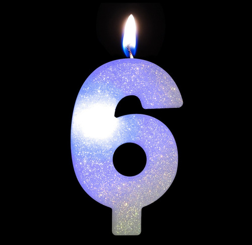 Número 6 - Vela L E D Colorido - Para Bolo E Aniversário