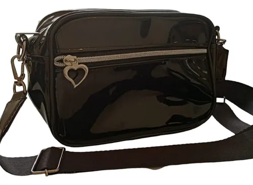 Bandolera charol negro sale