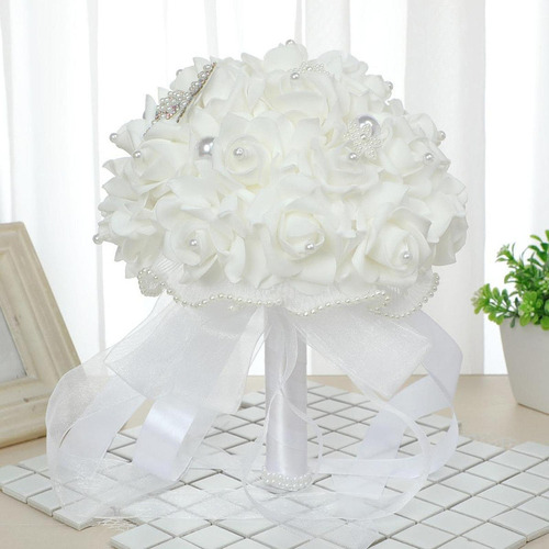 Ramo De Novia De Boda, Flores Artificiales De Mano,