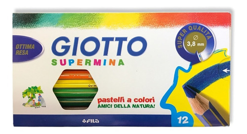 Lapices Giotto Supermina X 12 Colores Pinturitas Mina Gruesa