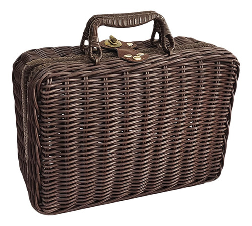Maleta De Mimbre De Plástico Retro,caja De Maleta S Marrón