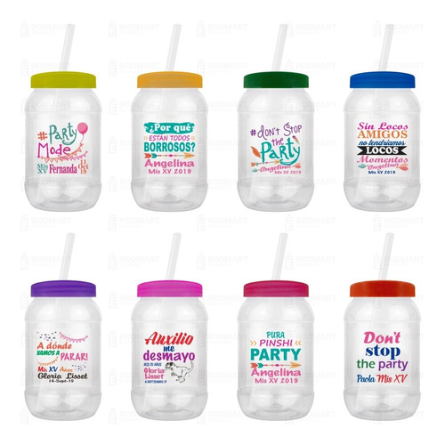 Cilindros,masón Jar, Bules500ml 55pzas Popote Personalizados