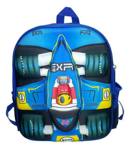 Mochila Escolar Infantil Auto 3 D Rigida Reforzada Escuela 