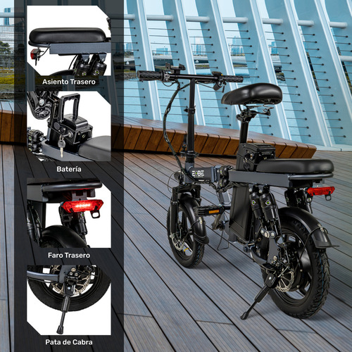 Bicicleta E-be Electrica Plegable E-flex Pro 750w 35km/h Color Gris Oscuro