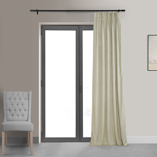 Cortinas Opacas De Terciopelo Beige Frío 63 X 244 Cm
