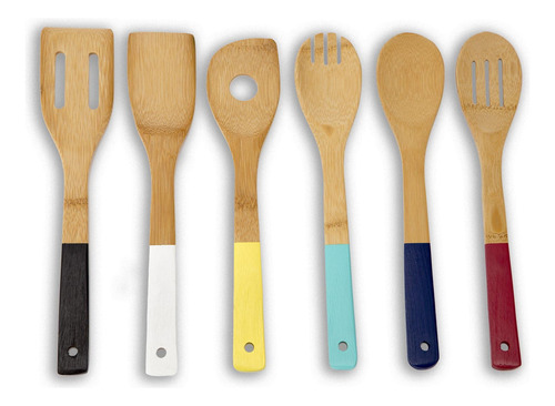 Set De Utensilios De Cocina De Bambú Home Basics Con Mangos