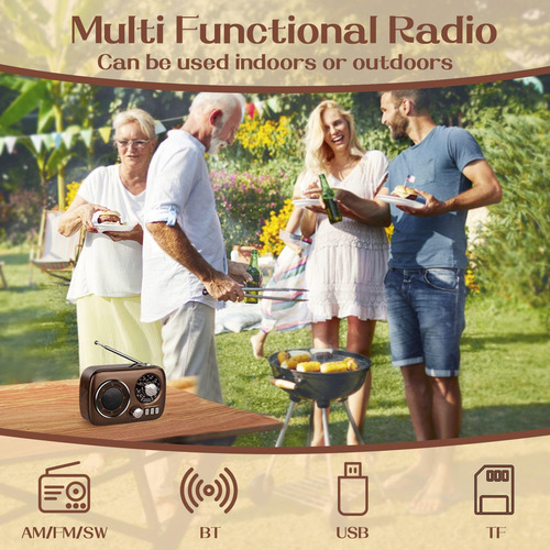 Radio Portátil Retro Am/fm/sw Con Usb Y Carga Por Usb
