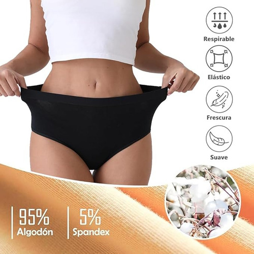 Y 6 Pcs Calzoncillos De Algodón De Talla Grande Para Mujer