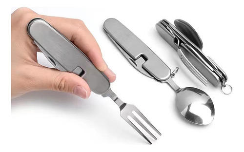 Utensilios De Acampada 5 En 1, Tenedor De Acero Inoxidable,