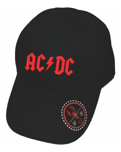 Gorra Acdc Bordada Negro Regulable