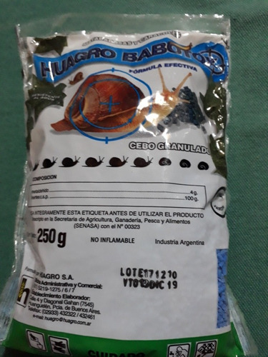 Imagen 2 de 4 de Huagro Babotox Mata Babosas Y Caracoles 250 Grs Envios