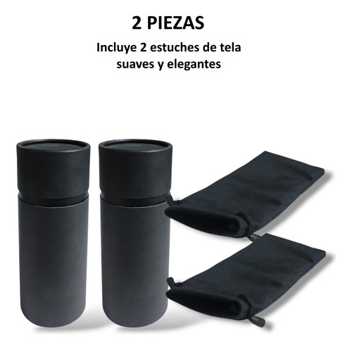 Estuche Lentes Rigido Cilindrico Gafas Con Funda 2 Piezas