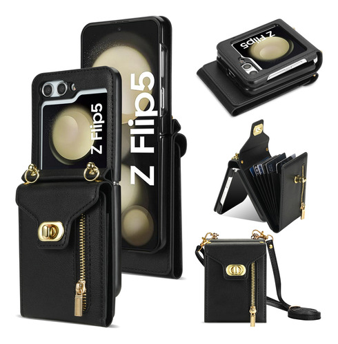 Funda Protectora Zip Wallet Crossbody Para Samsung Flip Z5